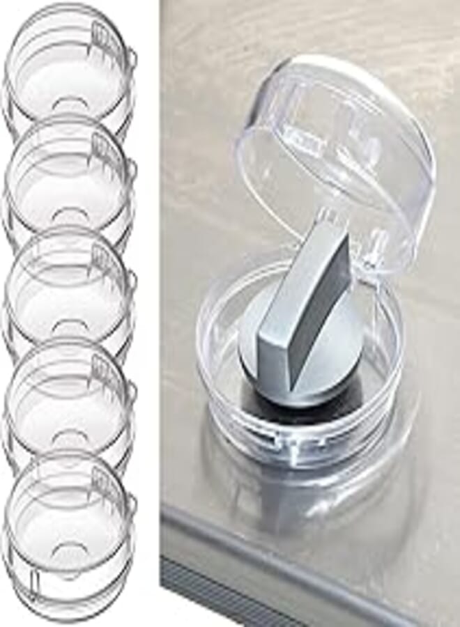 5 Pieces Transparent Safety Covers Kitchen Stove Gas Knob Covers Toddler Child Proof Kitchen Safety Guard Easy Installation Child Safety Oven Knob Covers for Home Kitchen Resistant