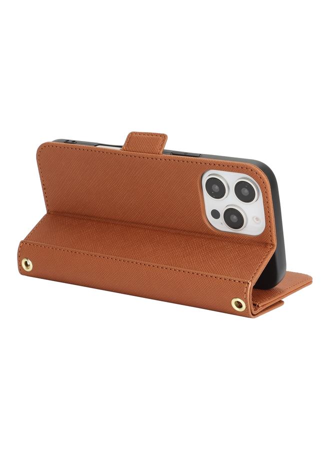 S-TOP Case For iPhone 16 Pro Max Cross Texture Crossbody Lanyard Leather Phone Case - Image 4