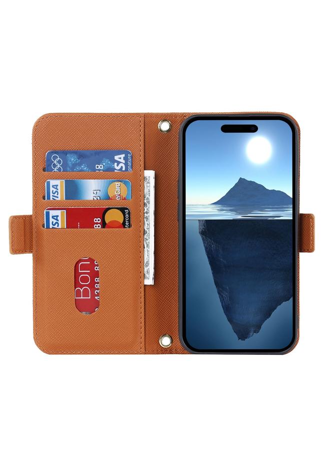 S-TOP Case For iPhone 16 Pro Max Cross Texture Crossbody Lanyard Leather Phone Case - Image 3