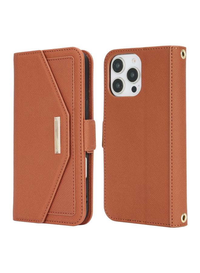 S-TOP Case For iPhone 16 Pro Max Cross Texture Crossbody Lanyard Leather Phone Case - Image 2