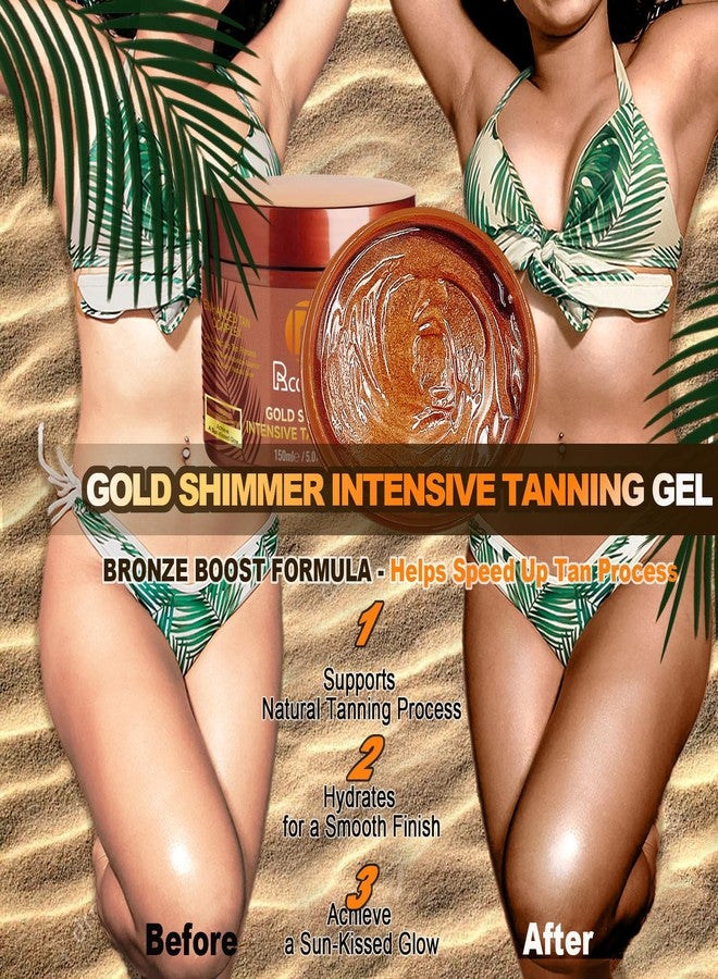 Rccilucki Golden Shimmer Tanning Accelerator Gel - Intensifies Natural Tan Under Sun/Beds | With Carrot Oil & 2% DHA | 5 Fl Oz - Image 2