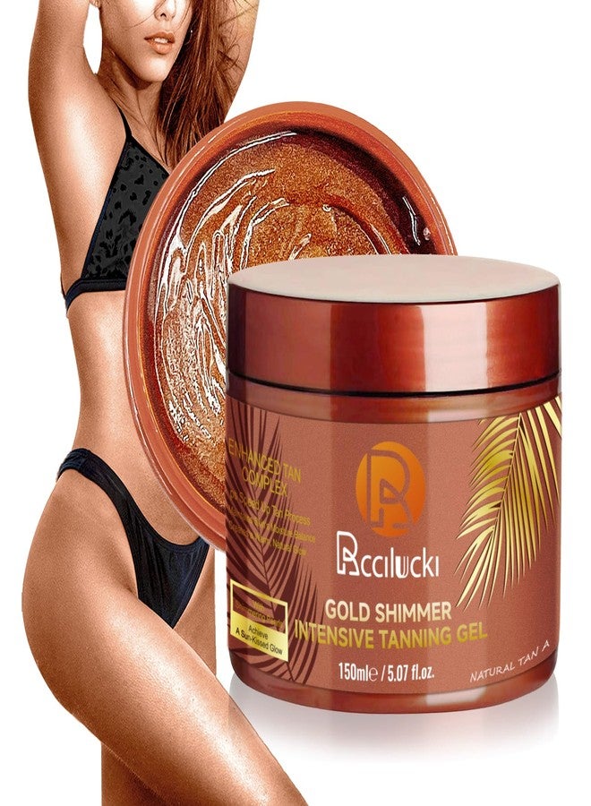 Rccilucki Golden Shimmer Tanning Accelerator Gel - Intensifies Natural Tan Under Sun/Beds | With Carrot Oil & 2% DHA | 5 Fl Oz - Image 1