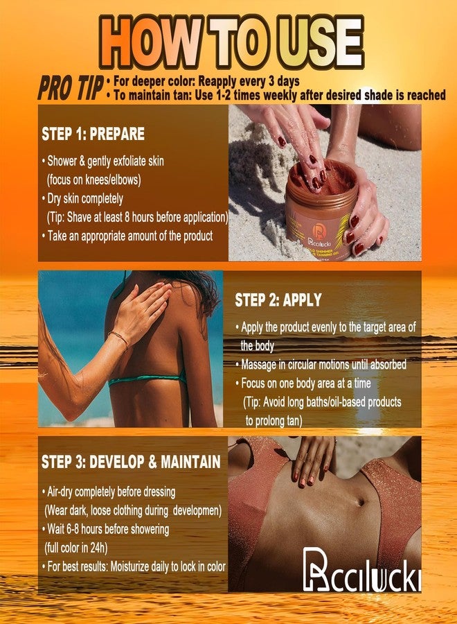 Rccilucki Golden Shimmer Tanning Accelerator Gel - Intensifies Natural Tan Under Sun/Beds | With Carrot Oil & 2% DHA | 5 Fl Oz - Image 4