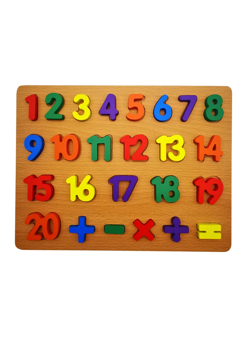 asmat Educational Wooden Puzzle Game: Numbers and Symbols for Kids , Fun & Colorful Wooden Number Puzzle with Shapes & Symbols for Kids  - Image 1