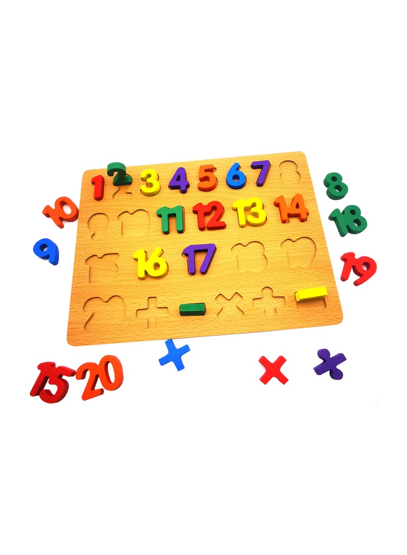 asmat Educational Wooden Puzzle Game: Numbers and Symbols for Kids , Fun & Colorful Wooden Number Puzzle with Shapes & Symbols for Kids  - Image 2