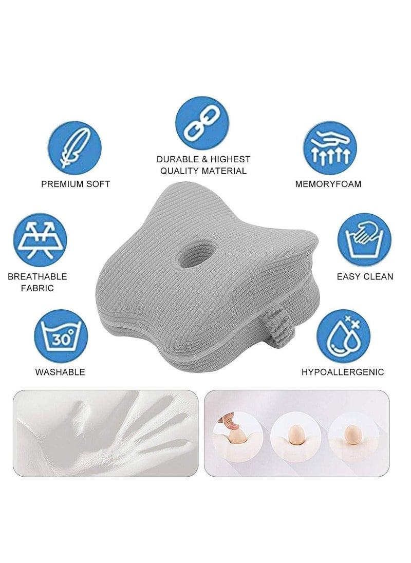 TYCOM Memory Foam Knee Pillow for Side Sleepers Orthopedic Knee and Leg Cooling Pillow Adaptive Bed Assistance Product Leg Pillow for Sleeping Lower Back and Hip Pain Light Grey.  - Image 4