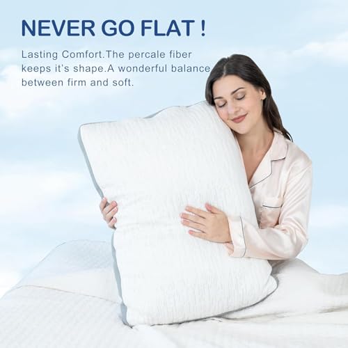 ACCURATEX Pillows Queen Size Set of 2 Rayon Derived from Bamboo Removable Cover Shredded Memory Foam Pillow with Down Alternative Fill Adjustable Supportive Pillows for Side Back Sleepers - Image 3
