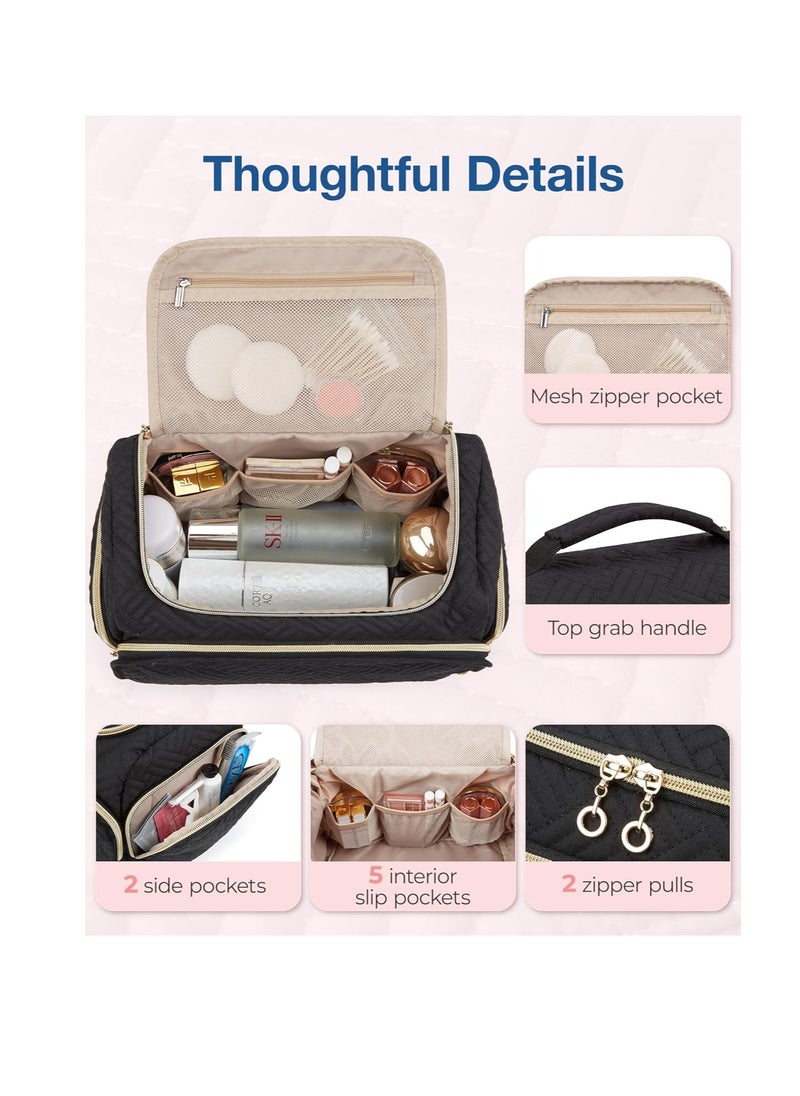 BAGSMART BAGSMART Travel Toiletry Bag, Large Wide-open Travel Bag for Toiletries, Makeup Cosmetic Travel Bag with Handle, Black-L  - Image 2