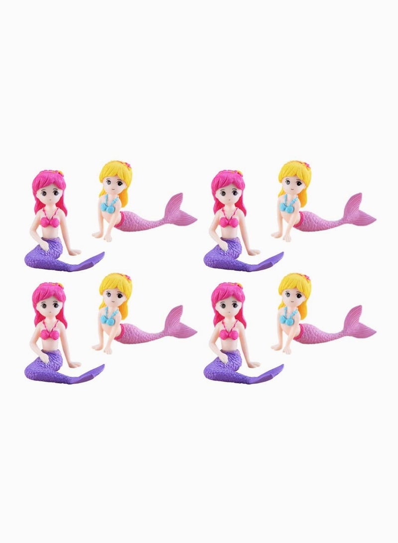 Mermaid Figurines 8 Pieces Mermaid Doll Cake Toppers for Kids Birthday Wedding Cake Decoration Micro Landscape Aquarium Decoration Plastic Ornaments - Image 1