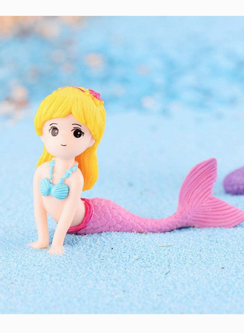 Mermaid Figurines 8 Pieces Mermaid Doll Cake Toppers for Kids Birthday Wedding Cake Decoration Micro Landscape Aquarium Decoration Plastic Ornaments - Image 4