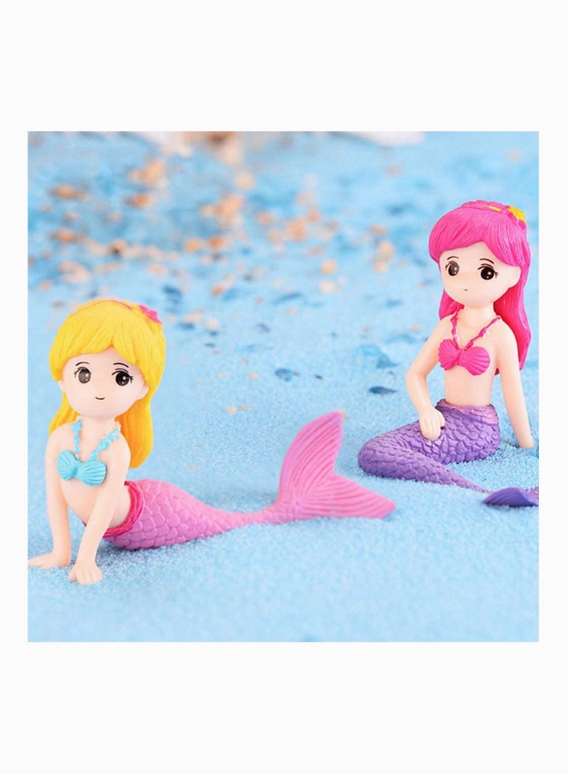 Mermaid Figurines 8 Pieces Mermaid Doll Cake Toppers for Kids Birthday Wedding Cake Decoration Micro Landscape Aquarium Decoration Plastic Ornaments - Image 3