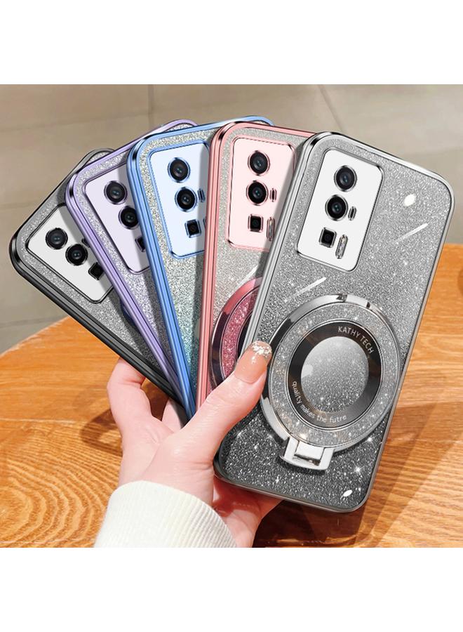 S-TOP Case For Redmi K60 / K60 Pro Plated Gradient Glitter Round Holder TPU Phone Case - Image 2