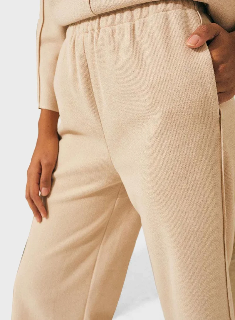 RINA Ruched Waist Wide Leg Pants