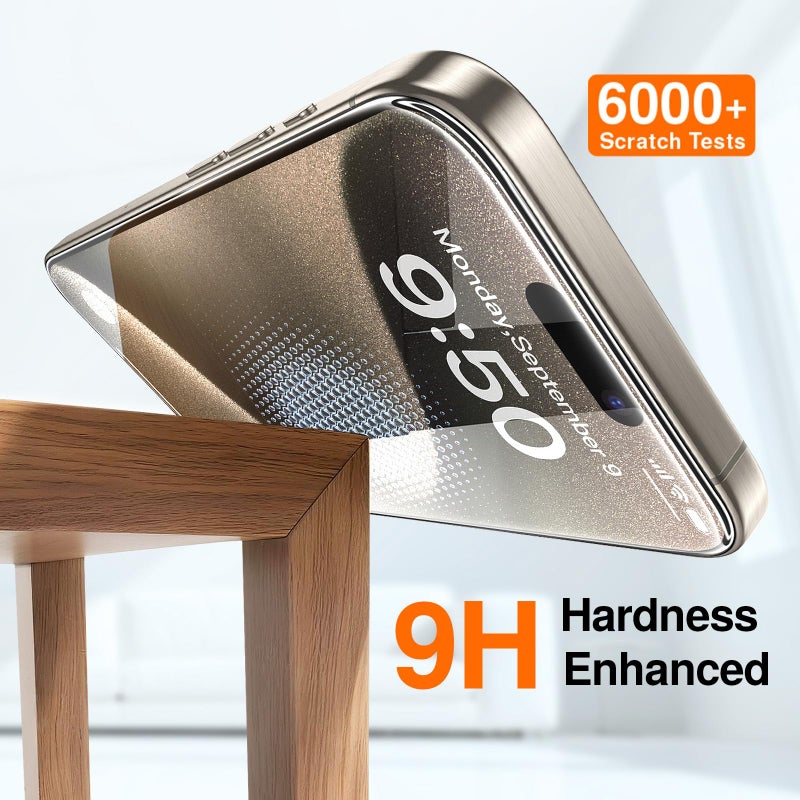 SMARTDEVIL 3 Pack Tempered Glass for iPhone 15 Pro Max Screen Protector, Military-Grade Shatterproof Protection, 9H Hardness, Fast & Easy Installation, Case Friendly Design - Image 4