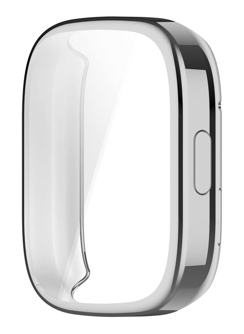 Plating Case For xiaomi Redmi Watch 3 (Not Redmi Watch 3 Active/Redmi Wtch 3 lite) Smart Watch Strap Full Bumper TPU Protective Cover Accessories Screen Protector (Silver)
