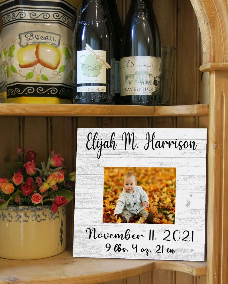Broad Bay Newborn Baby Frame Alternative  Personalized New Birth Gift  Upload Picture or Photo  with Customized Birth Details Solid Wood  105in x 105in - Image 5