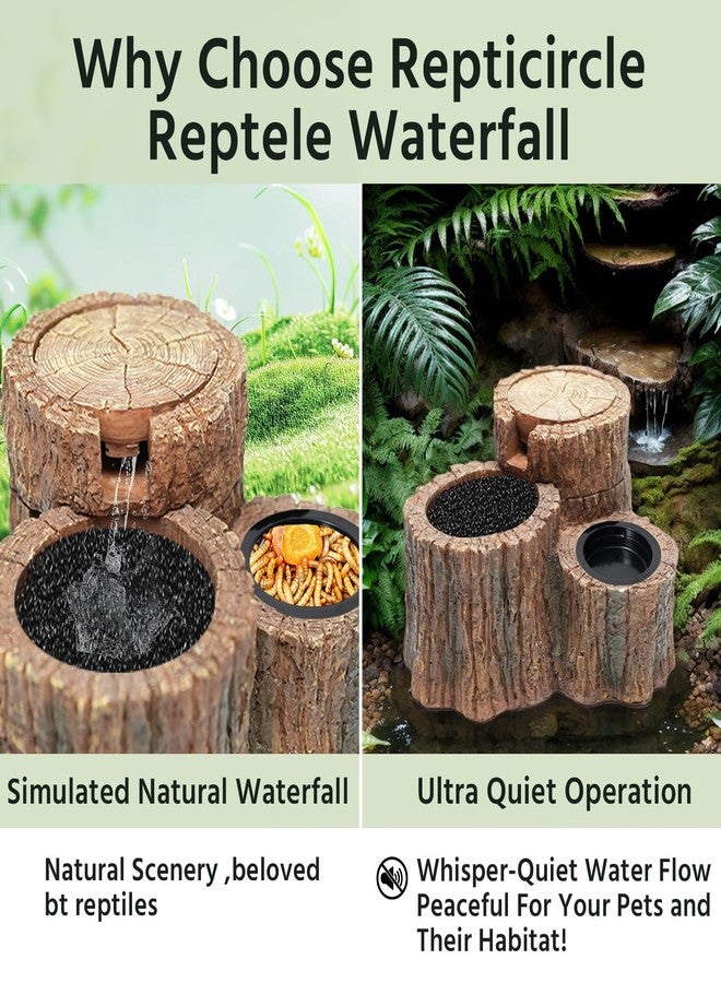 Repticircle 550ML Reptile Water Fountain with Food Dish - Terrarium Drinking Fountain for Bearded Dragon, Gecko, Chameleon, Lizard, Tree Frog & Turtle - Keeps Water Clear, Easy-to-Use Water Dispenser - Image 3