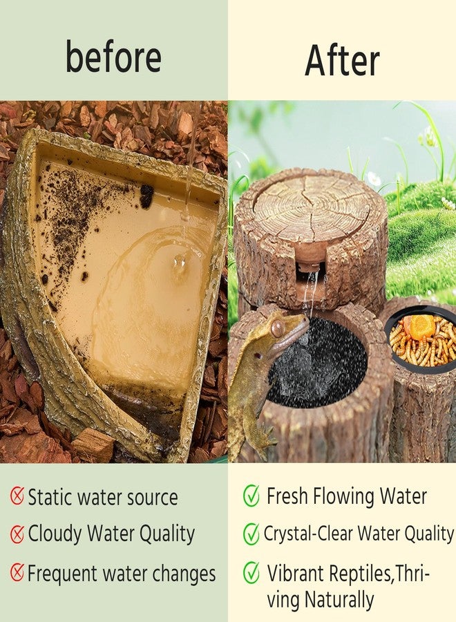 Repticircle 550ML Reptile Water Fountain with Food Dish - Terrarium Drinking Fountain for Bearded Dragon, Gecko, Chameleon, Lizard, Tree Frog & Turtle - Keeps Water Clear, Easy-to-Use Water Dispenser - Image 5