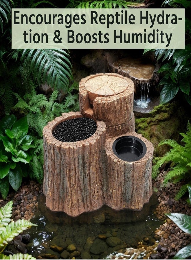 Repticircle 550ML Reptile Water Fountain with Food Dish - Terrarium Drinking Fountain for Bearded Dragon, Gecko, Chameleon, Lizard, Tree Frog & Turtle - Keeps Water Clear, Easy-to-Use Water Dispenser - Image 2