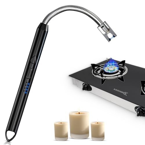 AADHIK Premium Gas Lighter for Kitchen USB Rechargeable Long Life Electric Gas Lighter | 360 Degree Flexible & Windproof (Black, Set of 1) - Image 1