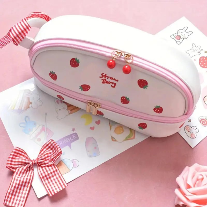 New Large Capacity Double Layer Strawberry Print Pencil Aaa - Image 5