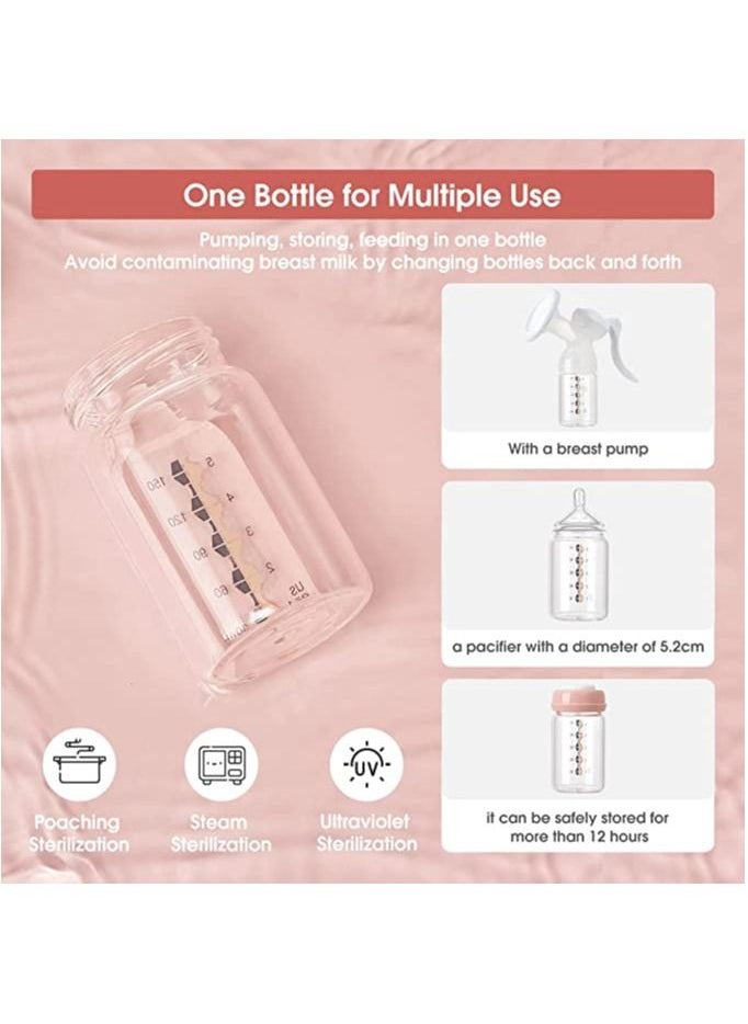 Be a better mom Breastmilk Glass Bottles Storage 1pcs with Leak Proof Lids 150ml Reusable Wide Neck Bottles Best for Breast Milk Collection & Storage Solution BPA Free Fits Most Breast Pumps  - Image 4