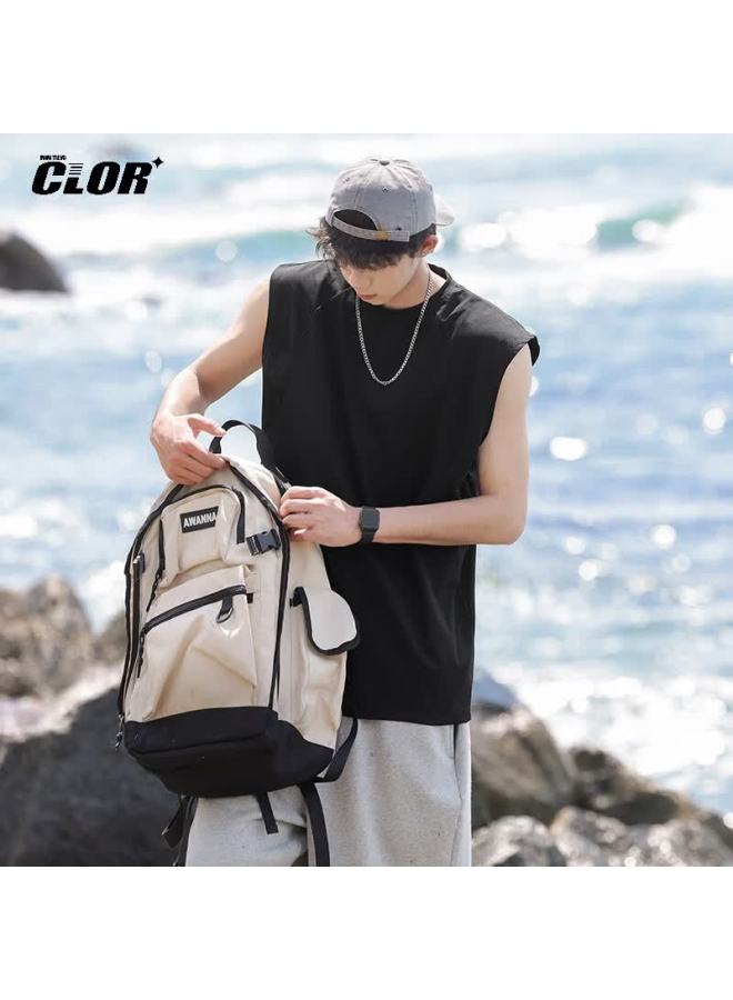 Clor Ice Silk Quick-dry Tank Top, Sun Protection Vest For Men, Summer Mesh Spliced Sports Fitness Sleeveless T-shirt Dxc07 Black M - Image 2