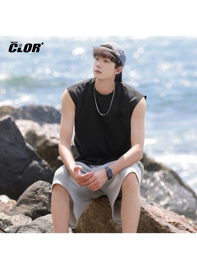 Clor Ice Silk Quick-dry Tank Top, Sun Protection Vest For Men, Summer Mesh Spliced Sports Fitness Sleeveless T-shirt Dxc07 Black M - Image 3