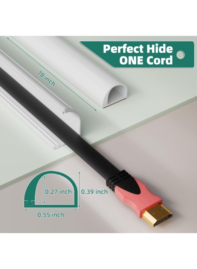 OSHIMA White Cord Hider, 78inch Cord Hider Raceway, Wall Cable Hider in Home Office, Cable Cover Cable Concealer for Extension Cord, Ethernet Cable, Cord Hider for Wall Mount TV, W0.59h0.39in(White) - Image 2