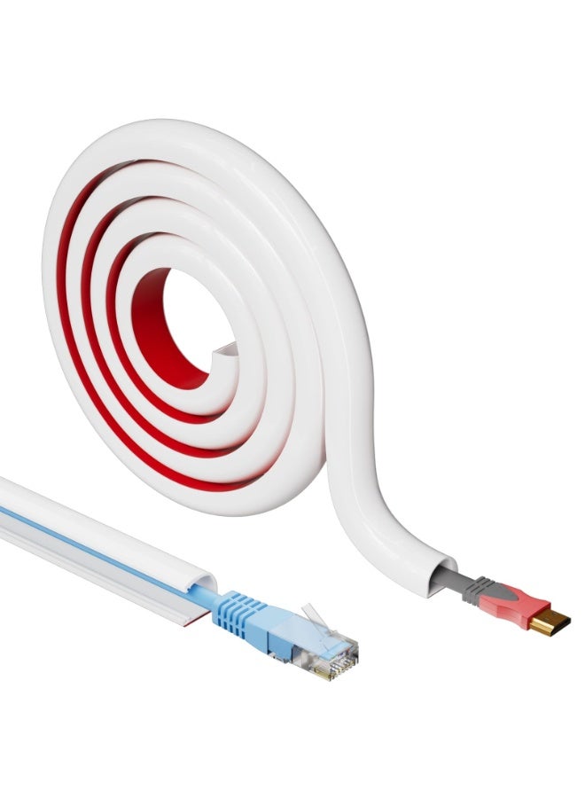 OSHIMA White Cord Hider, 78inch Cord Hider Raceway, Wall Cable Hider in Home Office, Cable Cover Cable Concealer for Extension Cord, Ethernet Cable, Cord Hider for Wall Mount TV, W0.59h0.39in(White) - Image 1