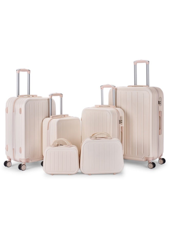 ليمرا طقم شنط سفر مكون من 6 حقائب أمتعة بـ 4 عجلات بتصميم حديث بيج - Image 1