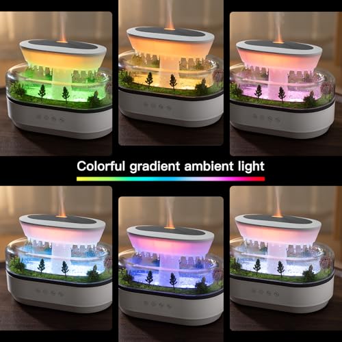 BLOIMP Essential Oil Diffuser 250ML Cloud Humidifier Rain Water Drip Diffuser Humidifier with Drip Music Micro Landscape Ultrasonic Diffuser for Bedroom Office Hotel White Grey - Image 3