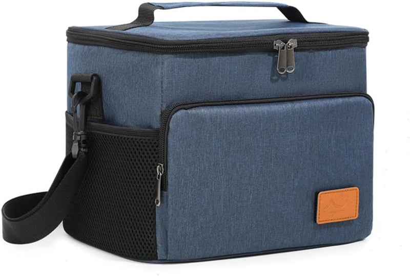 IraXpro Precision polished solid material Lunch Bag Insulated Lunch Box Large Portable Cooler Tote bag for Men Women Adult,Shoulder Handbag with Adjustable Strap,Leak and Waterproof,for Office,Picnic,Outdoor,Beach,Fishing (Blue, 10L) Matte anti slip finish - Image 1