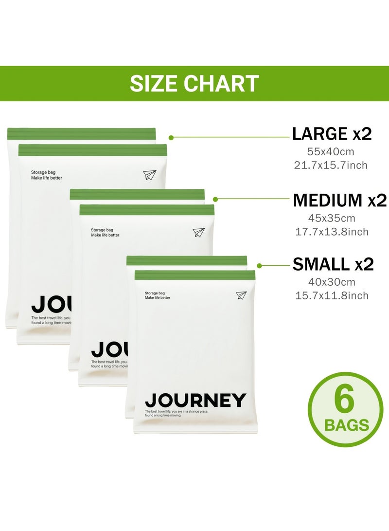 JOURNEY 6pcs Compression Travel Bags - Space-Saving Plastic Zipper Pouches for Luggage & Cruise Gear, No Vacuum Pump Needed, Portable for Travel, Travel Gear Bags|Zippered Storage|Plastic Construction, Travel Essentials  - Image 4