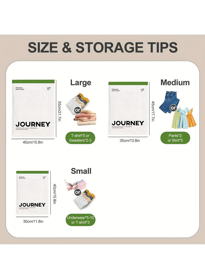 JOURNEY 6pcs Compression Travel Bags - Space-Saving Plastic Zipper Pouches for Luggage & Cruise Gear, No Vacuum Pump Needed, Portable for Travel, Travel Gear Bags|Zippered Storage|Plastic Construction, Travel Essentials  - Image 5