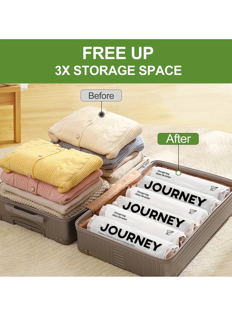 JOURNEY 6pcs Compression Travel Bags - Space-Saving Plastic Zipper Pouches for Luggage & Cruise Gear, No Vacuum Pump Needed, Portable for Travel, Travel Gear Bags|Zippered Storage|Plastic Construction, Travel Essentials  - Image 3