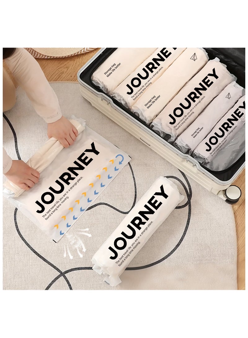 JOURNEY 6pcs Compression Travel Bags - Space-Saving Plastic Zipper Pouches for Luggage & Cruise Gear, No Vacuum Pump Needed, Portable for Travel, Travel Gear Bags|Zippered Storage|Plastic Construction, Travel Essentials  - Image 1