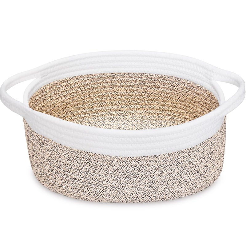 ABenkle Small Woven Basket 12 x 8 x 5 Cute Storage Basket with Handles for Room Cat Dog Toys Gift Box
