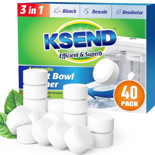 Ksend Toilet Bowl Cleaner Tablets - 40 PCS Automatic Bleach Toilet Cleaner Tablets, Slow-Releasing Deodorizing & Descaling, Powerful Bathroom Tank Cleaner - Image 1
