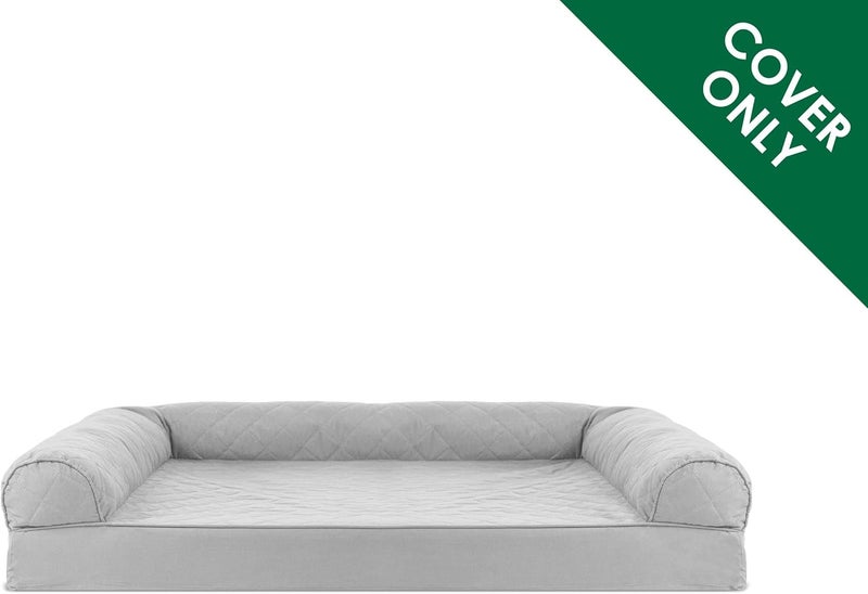 Furhaven Pet Dog Bed Cover | Quilted Traditional Sofa-Style Living Room Couch Pet Bed Replacement Cover for Dogs & Cats, Silver Gray, Jumbo Plus - Image 2
