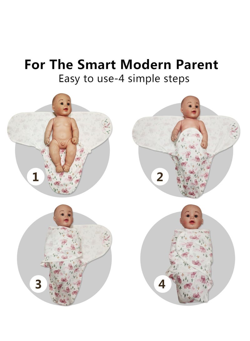 SYOSI 3 Pack Organic Baby Swaddles Sleep Sacks with Hat Newborn Swaddling Ergonomic for Infant 0 to 3 Months Hug Delivery Room Package Anti Kick 50x73cm - Image 2