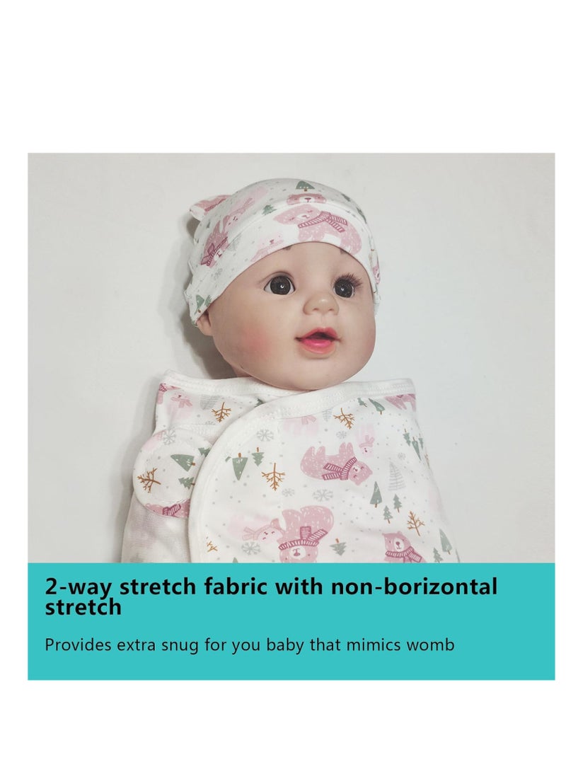 SYOSI 3 Pack Organic Baby Swaddles Sleep Sacks with Hat Newborn Swaddling Ergonomic for Infant 0 to 3 Months Hug Delivery Room Package Anti Kick 50x73cm - Image 4