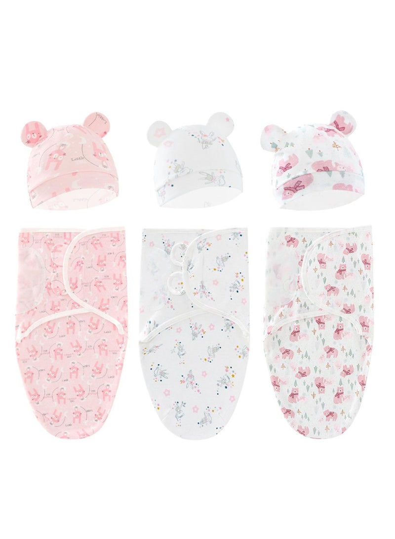 SYOSI 3 Pack Organic Baby Swaddles Sleep Sacks with Hat Newborn Swaddling Ergonomic for Infant 0 to 3 Months Hug Delivery Room Package Anti Kick 50x73cm - Image 1