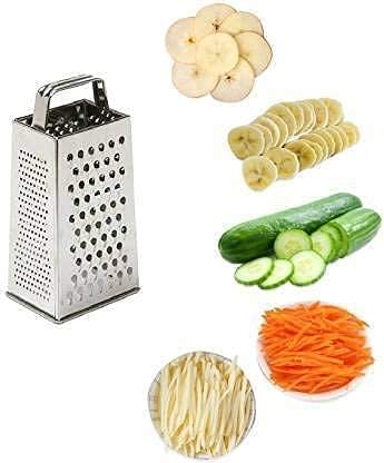 RJ kitchenware Store Stainless Steel Multi Purpose Slicer and Grater (Peeler, Masher, Grater, Cutter, Miller, Squeezer) for Vegetables - 4 Sided Multi Function 8 in 1 Pack - Image 4