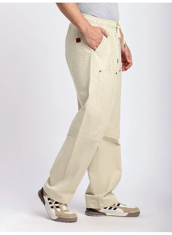 Beyoung Cream Rivet Detailed Cargo Pants