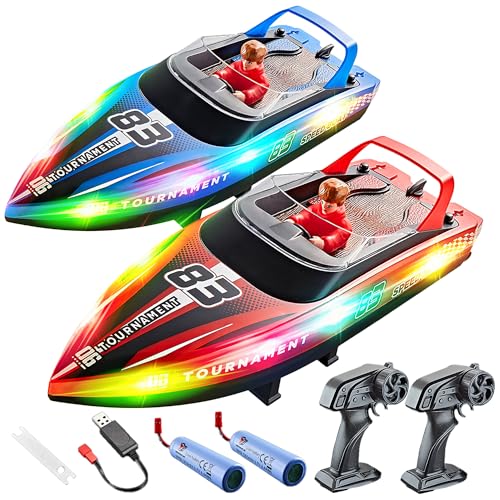 BEZGAR Remote Control Boat 2 Packs 10 inch Fast Speed RC Boat 15 KPH for Pools Salt Water Summer Toys for Adults and Ideal Gifts for Kids Boys Age 6 7 812 Years Old HJ821 - Image 1