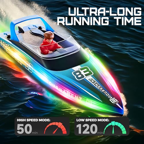 BEZGAR Remote Control Boat 2 Packs 10 inch Fast Speed RC Boat 15 KPH for Pools Salt Water Summer Toys for Adults and Ideal Gifts for Kids Boys Age 6 7 812 Years Old HJ821 - Image 5