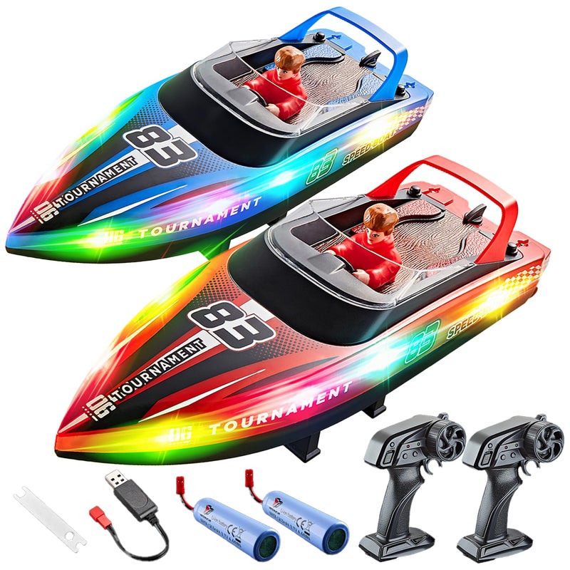 BEZGAR Remote Control Boat 2 Packs 10 inch Fast Speed RC Boat 15 KPH for Pools Salt Water Summer Toys for Adults and Ideal Gifts for Kids Boys Age 6 7 812 Years Old HJ821 - Image 2
