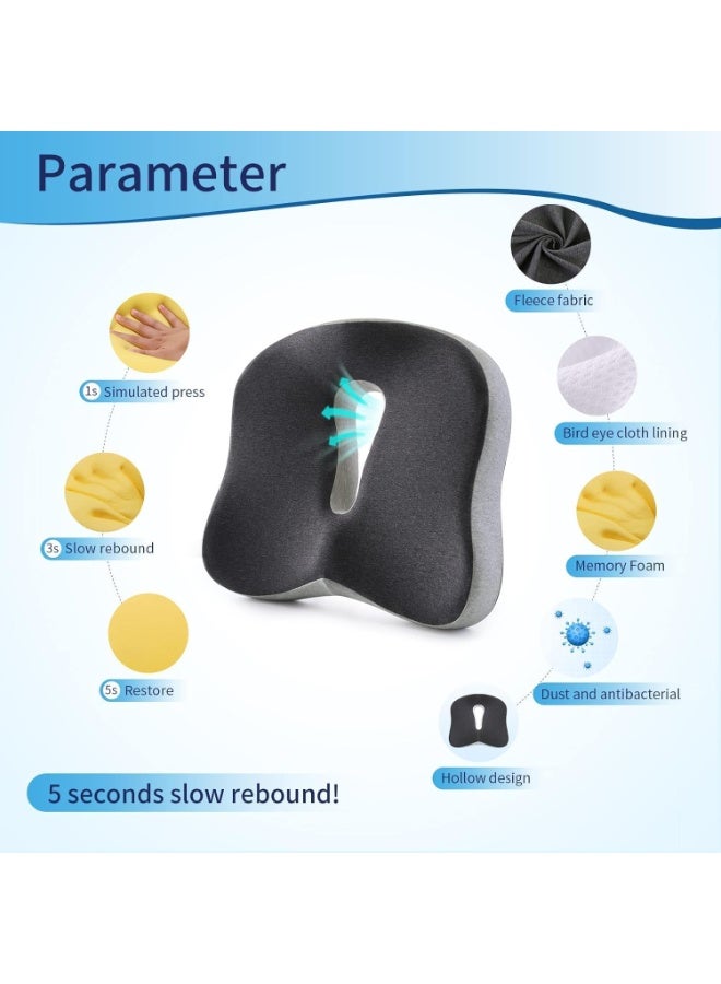 Memory Foam Seat Cushion for Office Chair Car and Desk, Ergonomic Coccyx Support Cushion with Washable Non Slip Cover for Comfortable Sitting - Image 3