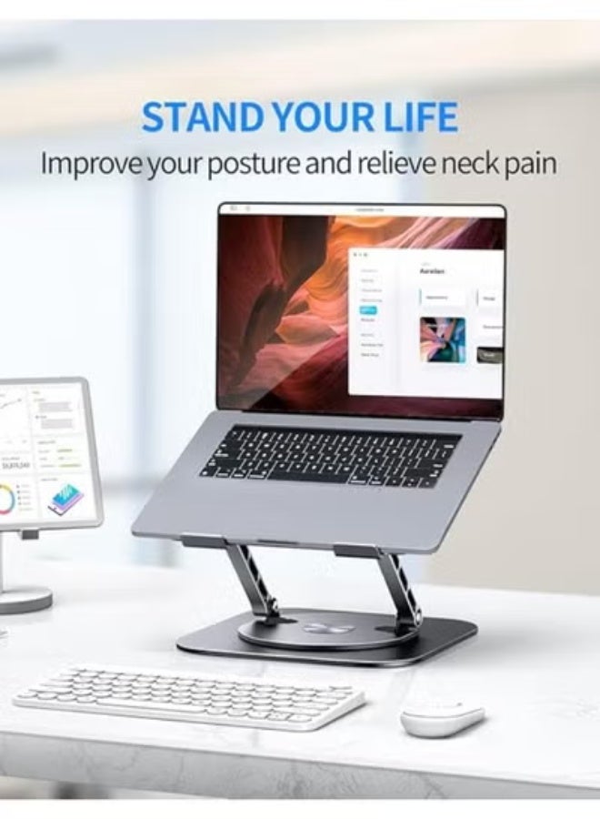حامل لابتوب قابل للتعديل بقاعدة دوارة 360 درجة – مريح وقابل للطي – مناسب لأجهزة حتى 16 بوصة - Image 2